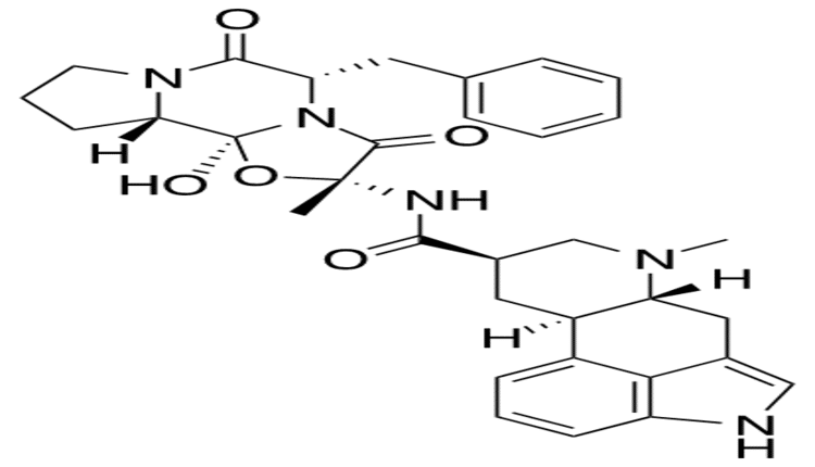 الشكل الكيميائي لدواء ثنائي هيدروإرغوتامين 