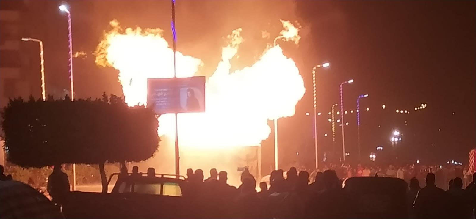 حريق خط غاز رئيسي بمدينة نصر