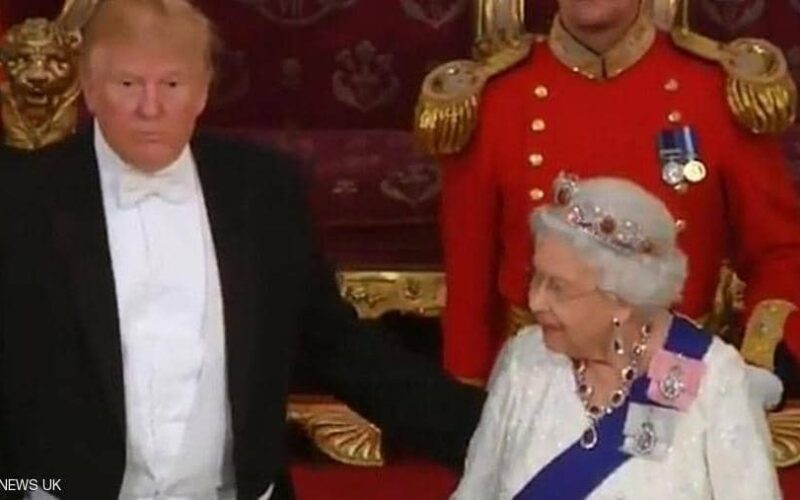 دونالد ترامب مرة اخرى يخرق البروتوكول الملكي في حضرة الملكة إليزابيث