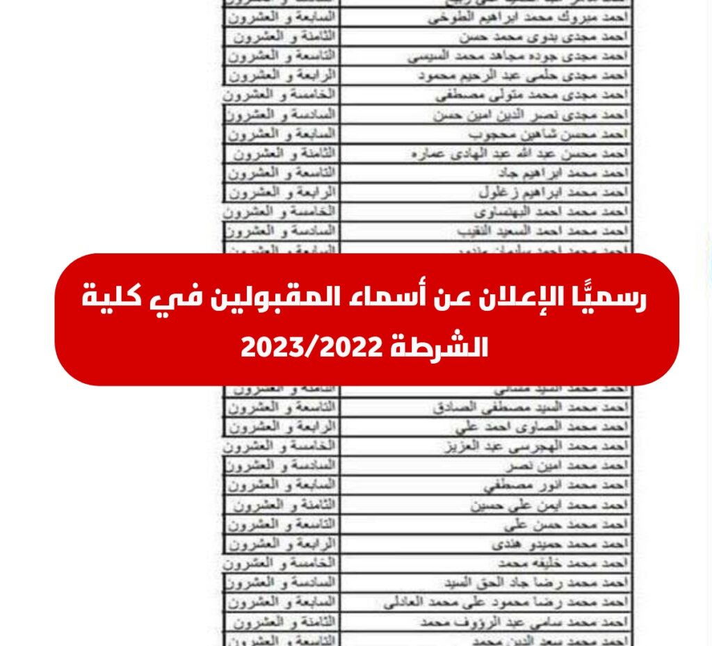 اسماء الناجحين في كلية الشرطة 2023/2022