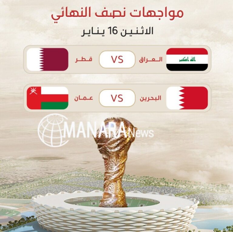 موعد مباراة قطر والعراق في نصف نهائي كأس الخليج 2023