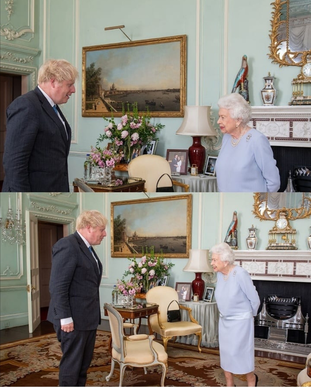 أول لقاء الملكة مع رئيس الوزراء بوريس جونسون- الصورة من حساب الملكة إليزابيث على إنستغرام