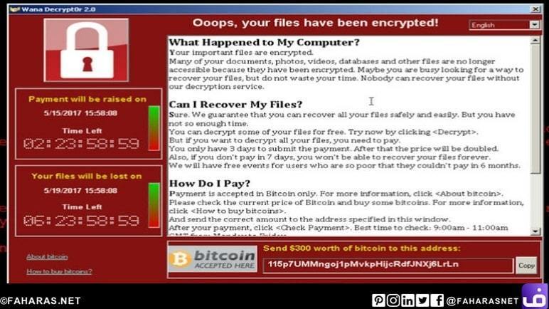 مثال لفيروس الفدية WannaCry
