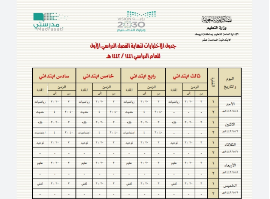 موعد الاختبارات النهائية 1444 للفصل الأول وفقًا لوزارة التعليم السعودية