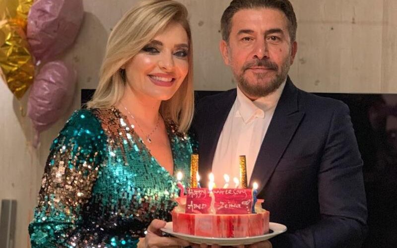 عابد فهد وزوجته يحتفلان…